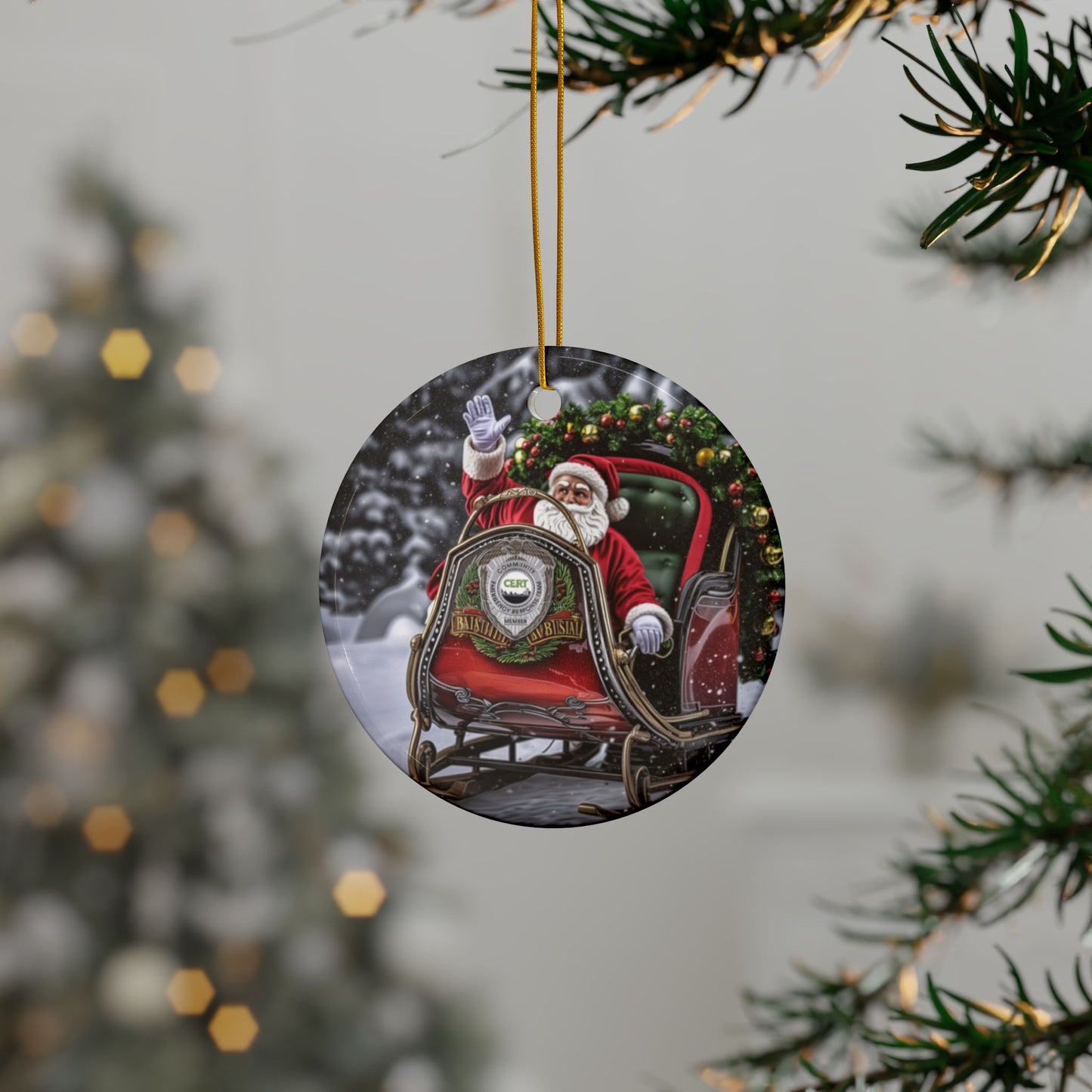 Santa's CERT Sled Ornament