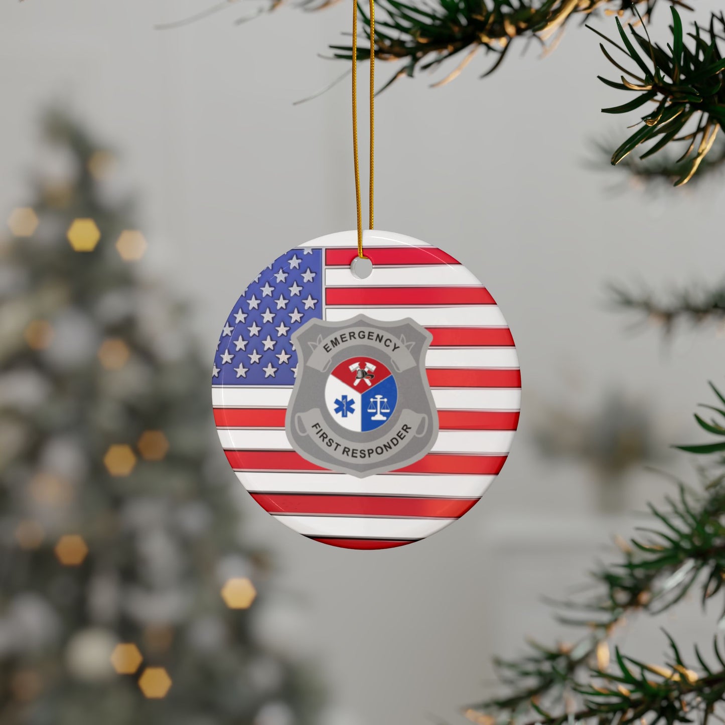 Patriotic First Responder Badge Ornament
