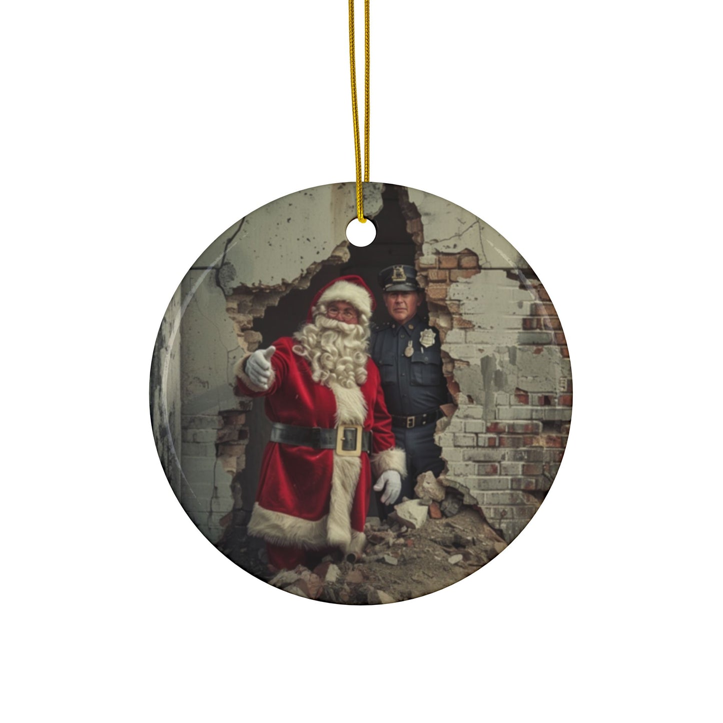 Santa and Officer Ornament