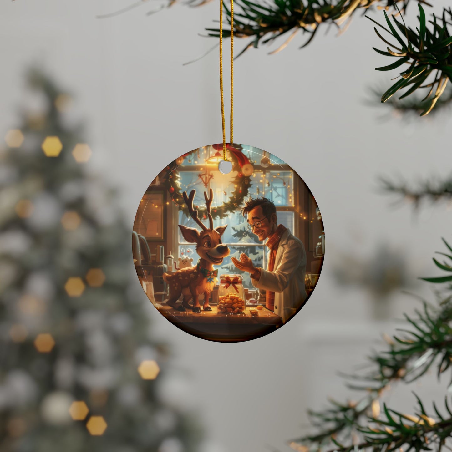 Vet with Baby Reindeer Ornament