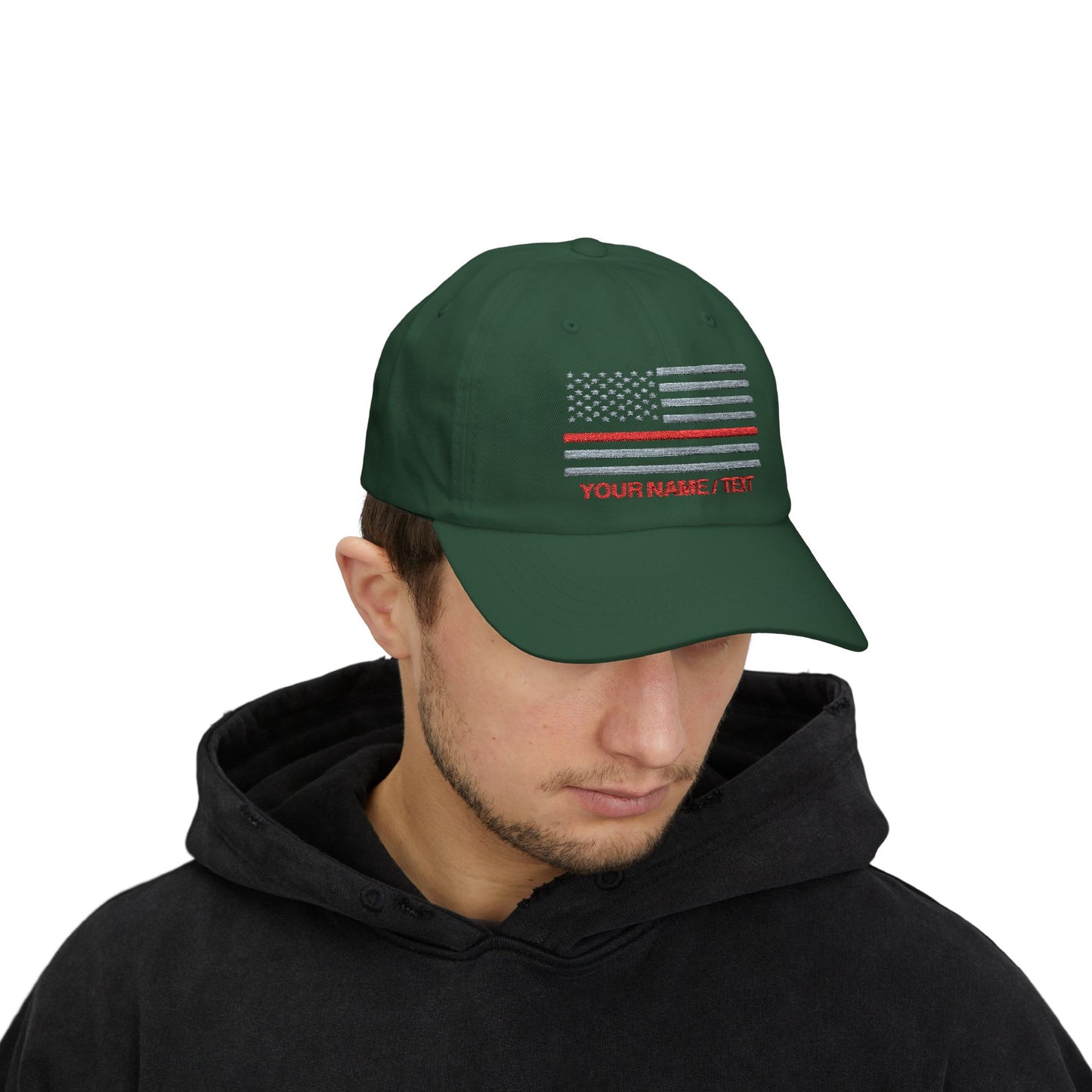 American Flag Custom Red Line Baseball Cap