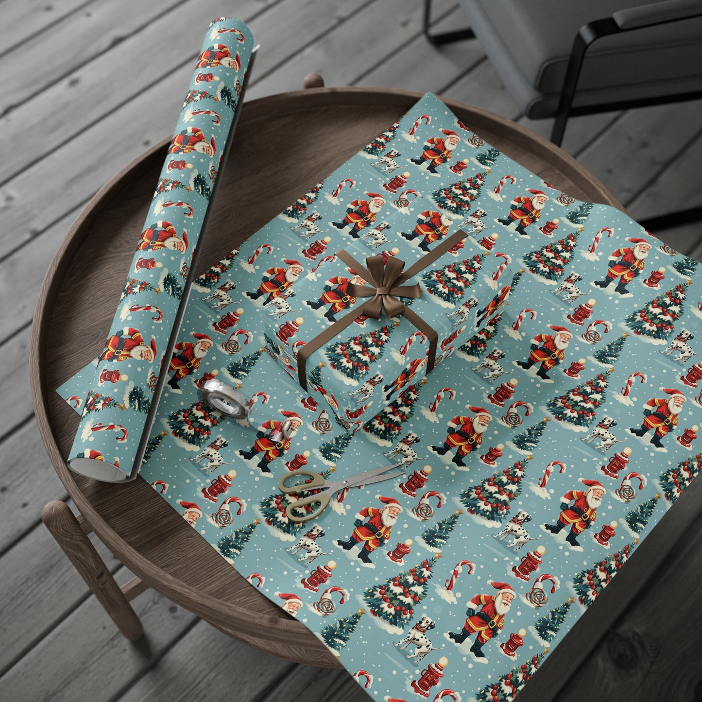 Firefighter Santa Wrapping Paper