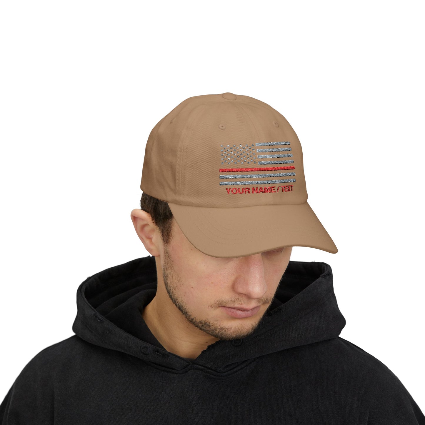 American Flag Custom Red Line Baseball Cap