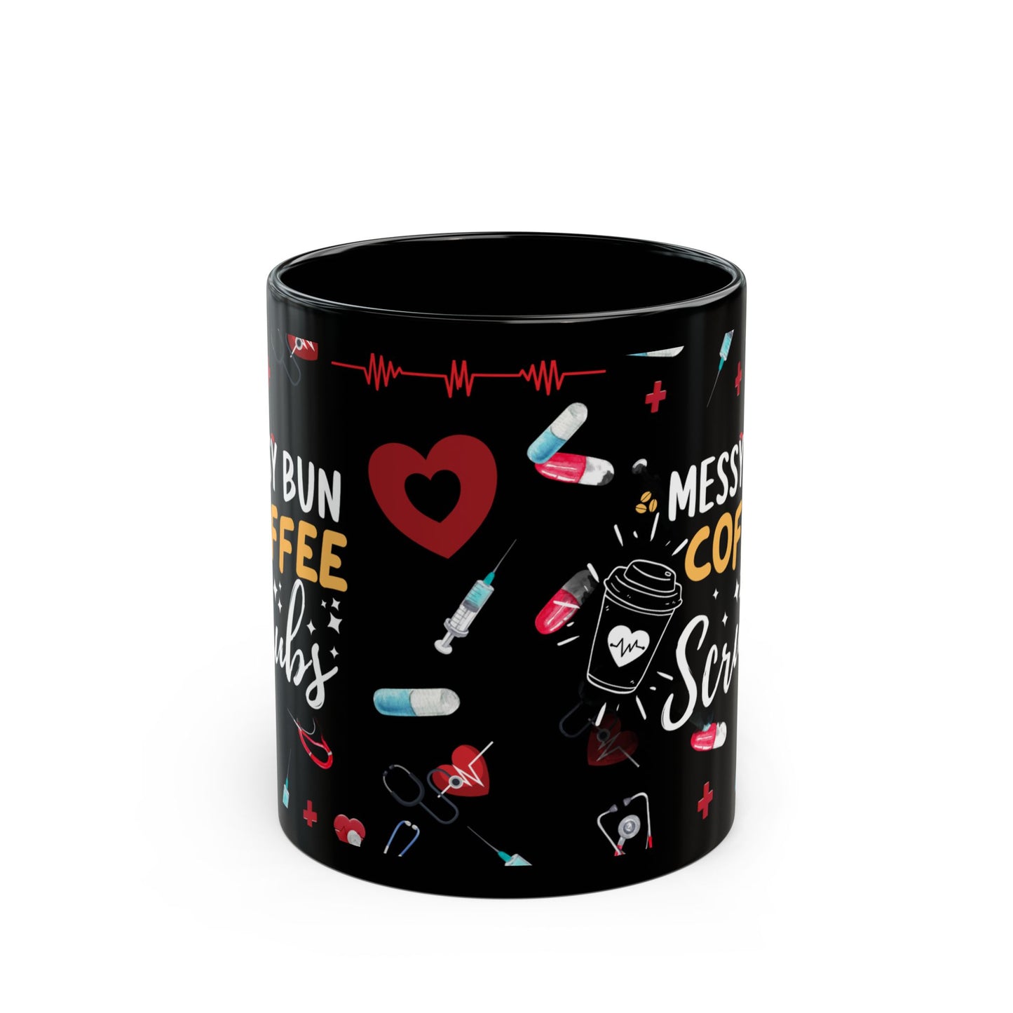 Messy Bun Black Mug