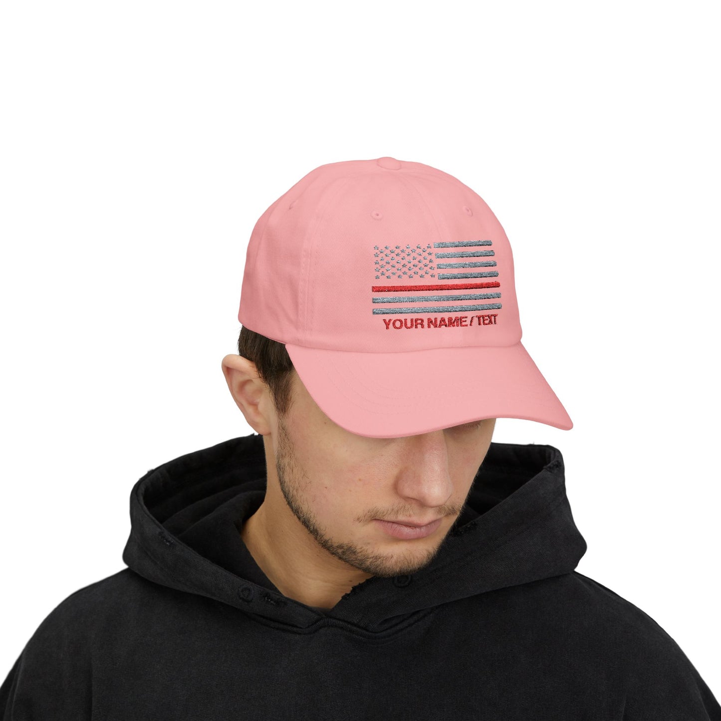 American Flag Custom Red Line Baseball Cap