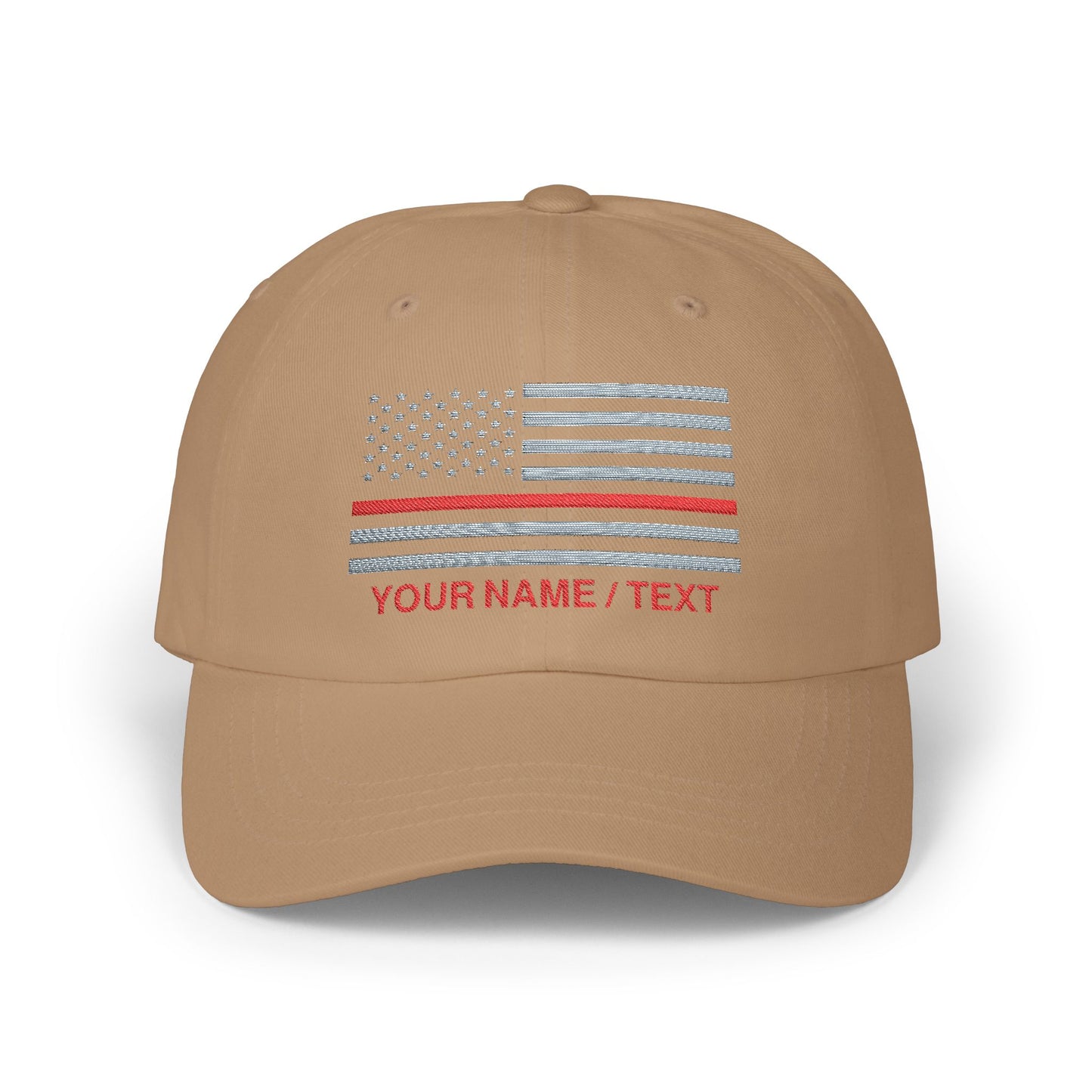 American Flag Custom Red Line Baseball Cap