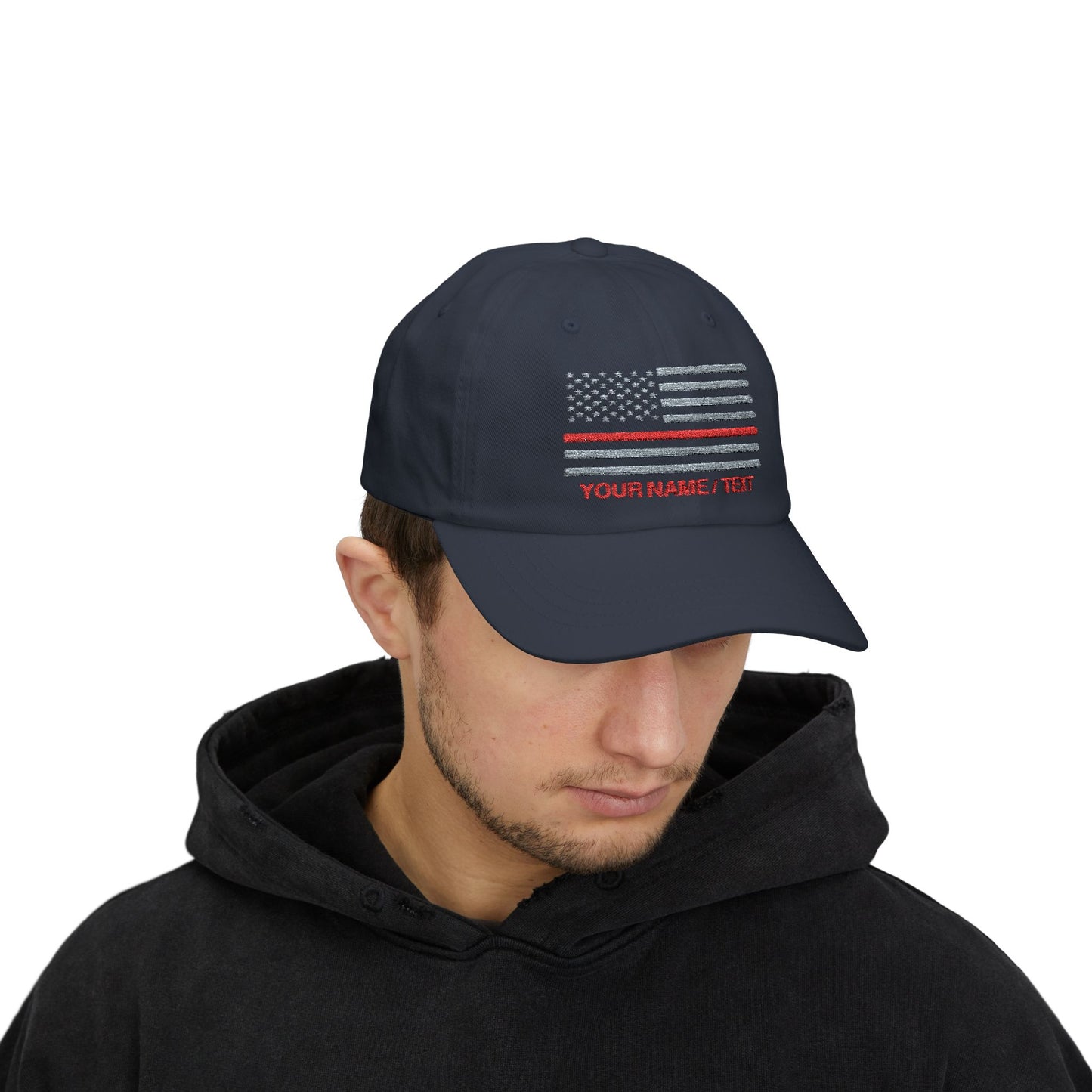 American Flag Custom Red Line Baseball Cap