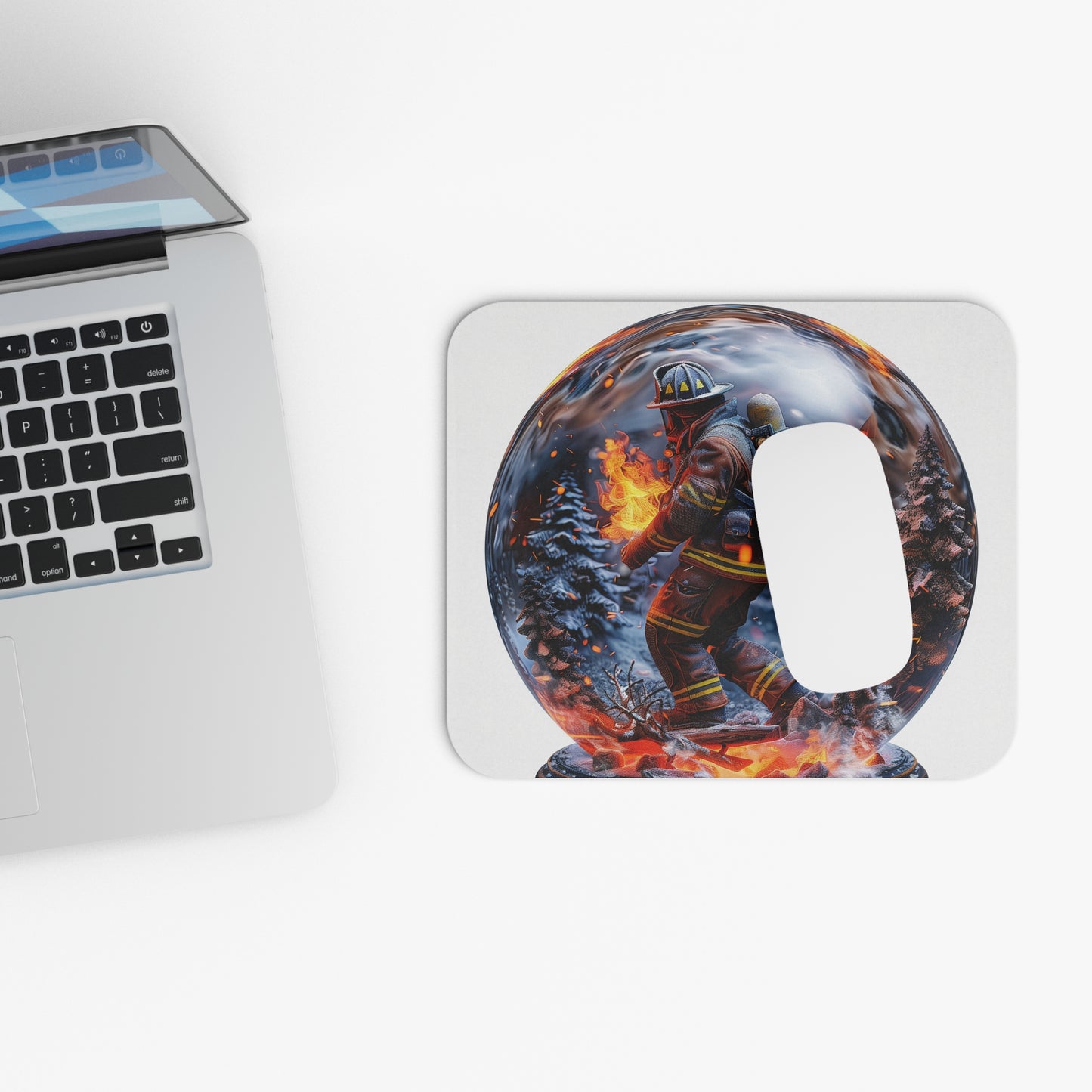 Firefighter Snow Globe Mouse Pad