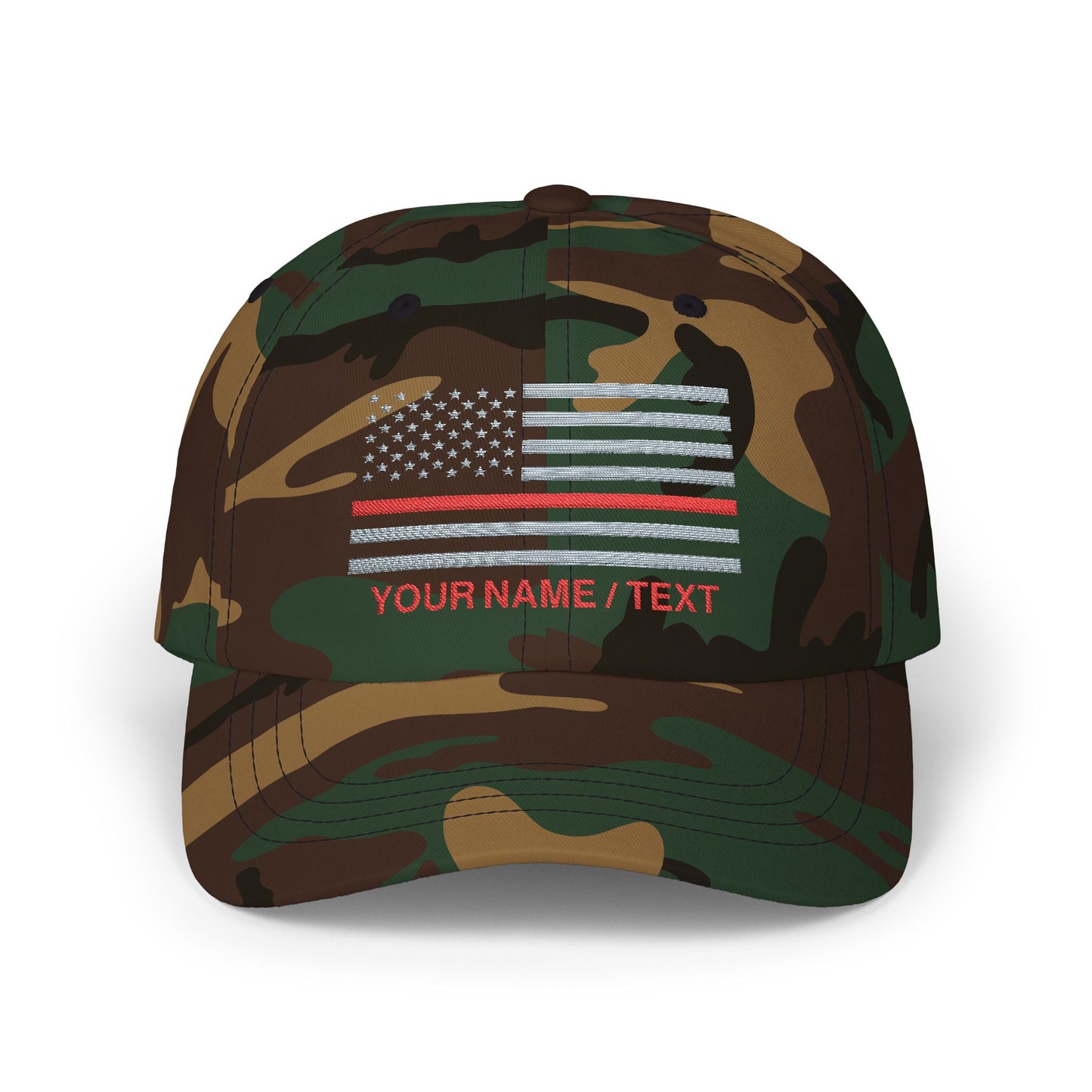 American Flag Custom Red Line Baseball Cap