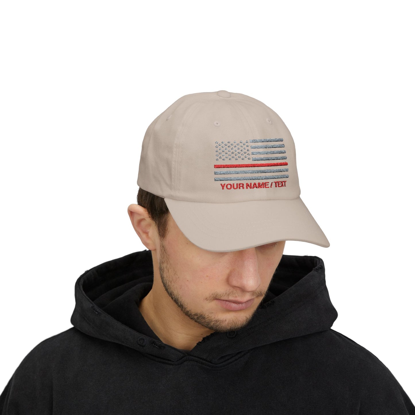American Flag Custom Red Line Baseball Cap