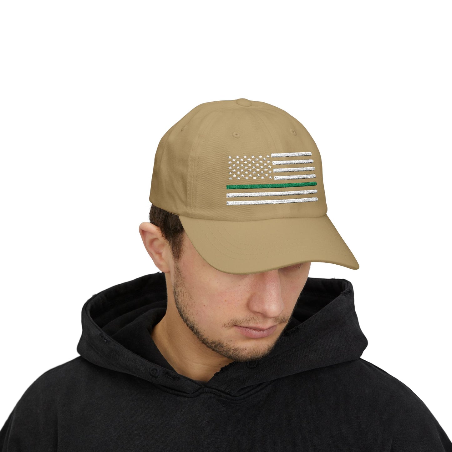 American Flag Green Line Baseball Cap