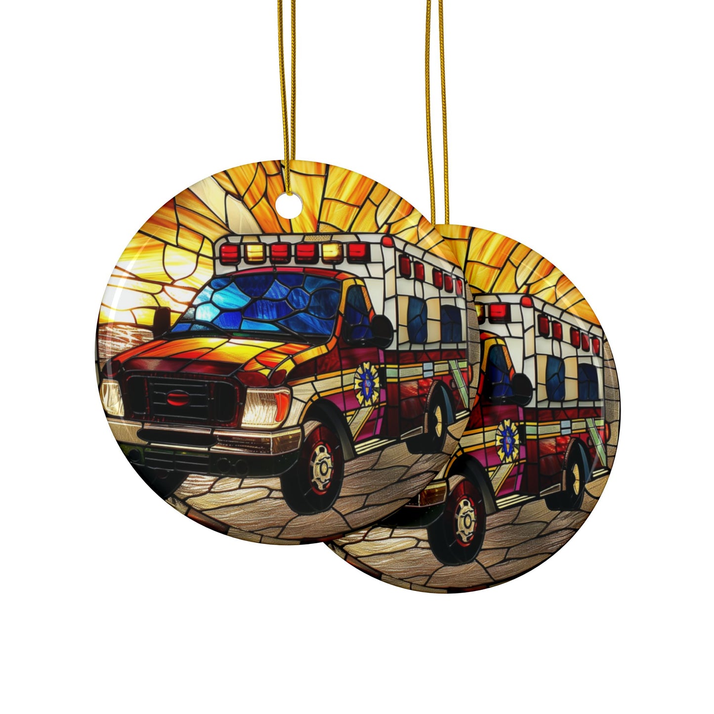 Stained Glass Ambulance Ornament