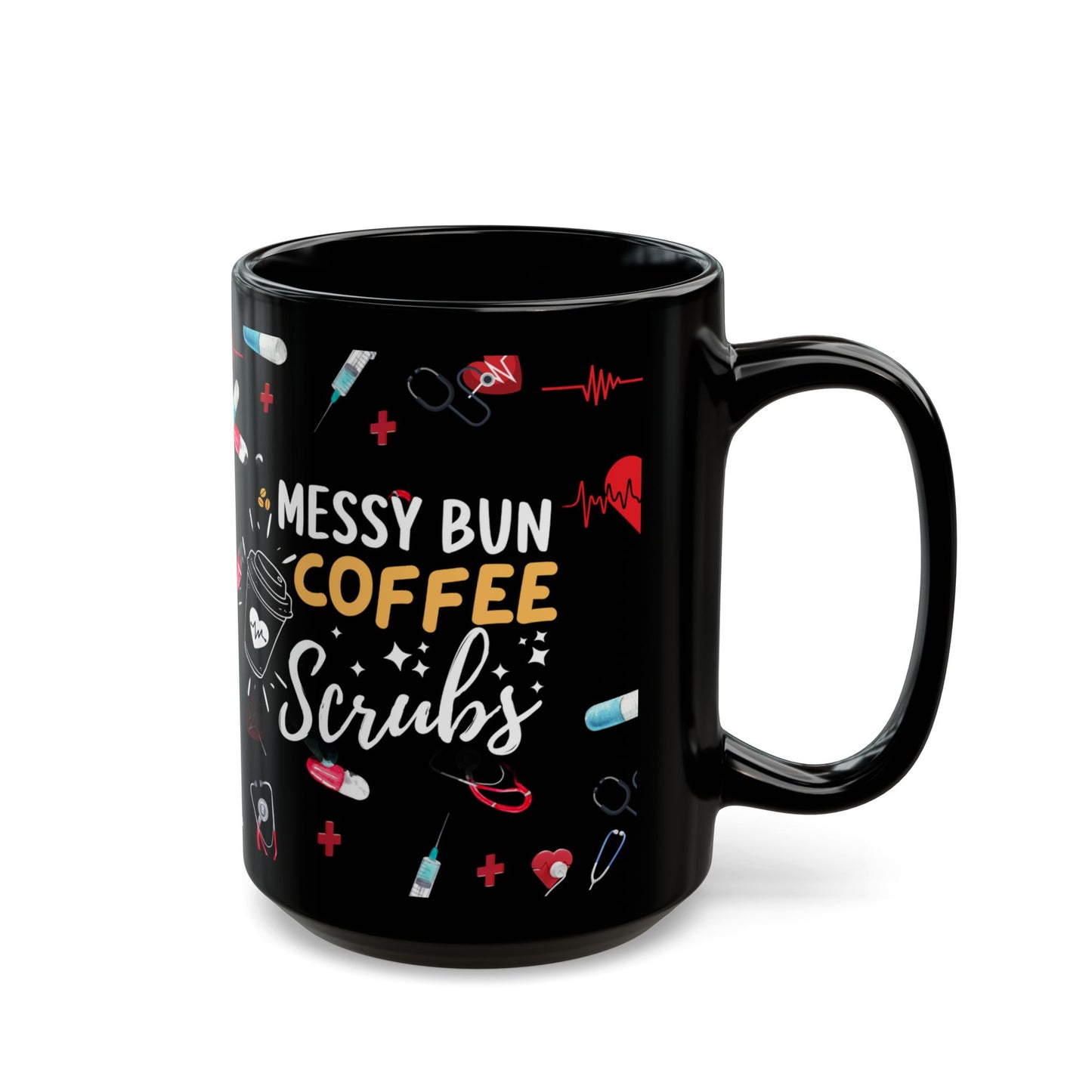 Messy Bun Black Mug