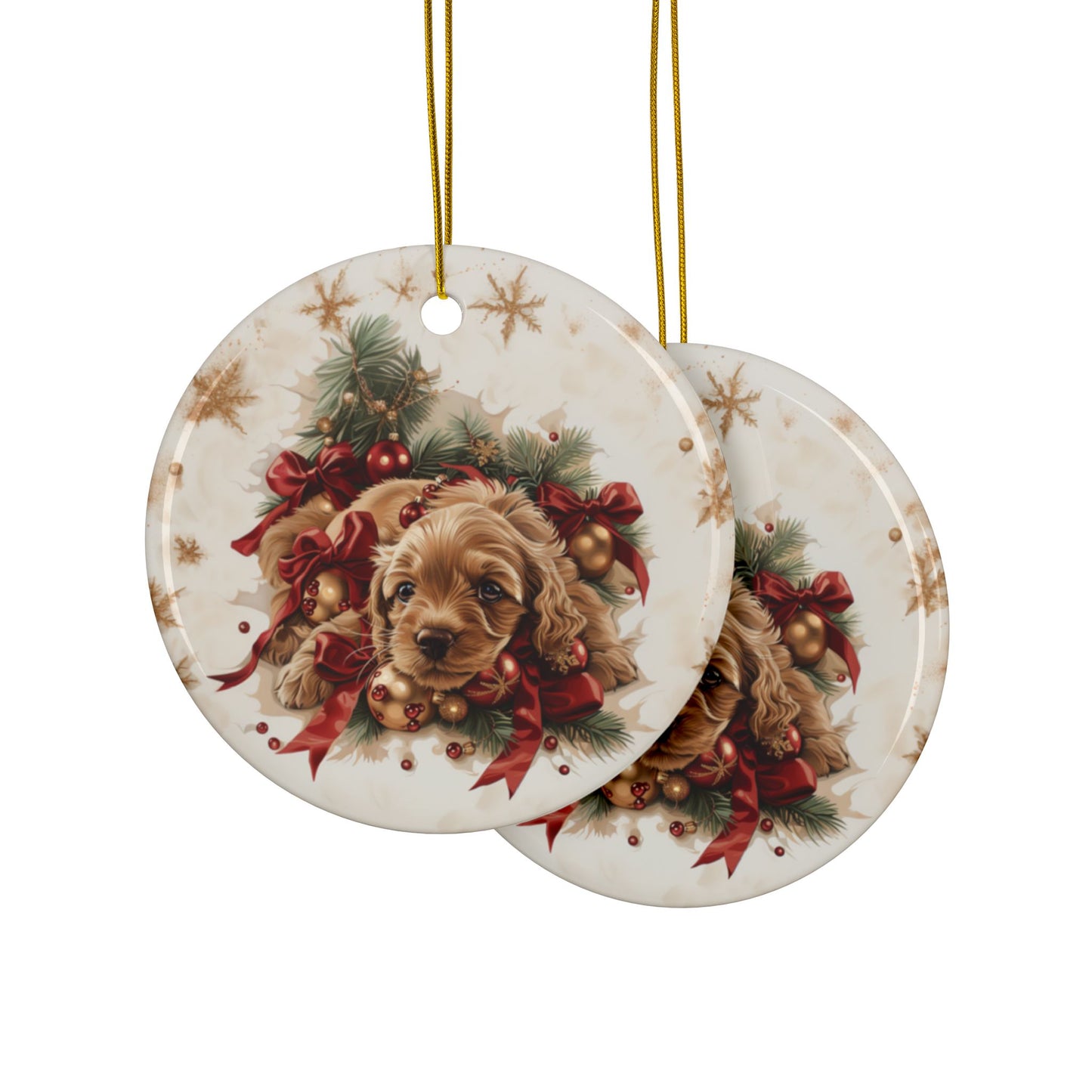 Dog with Ribbon Ornament