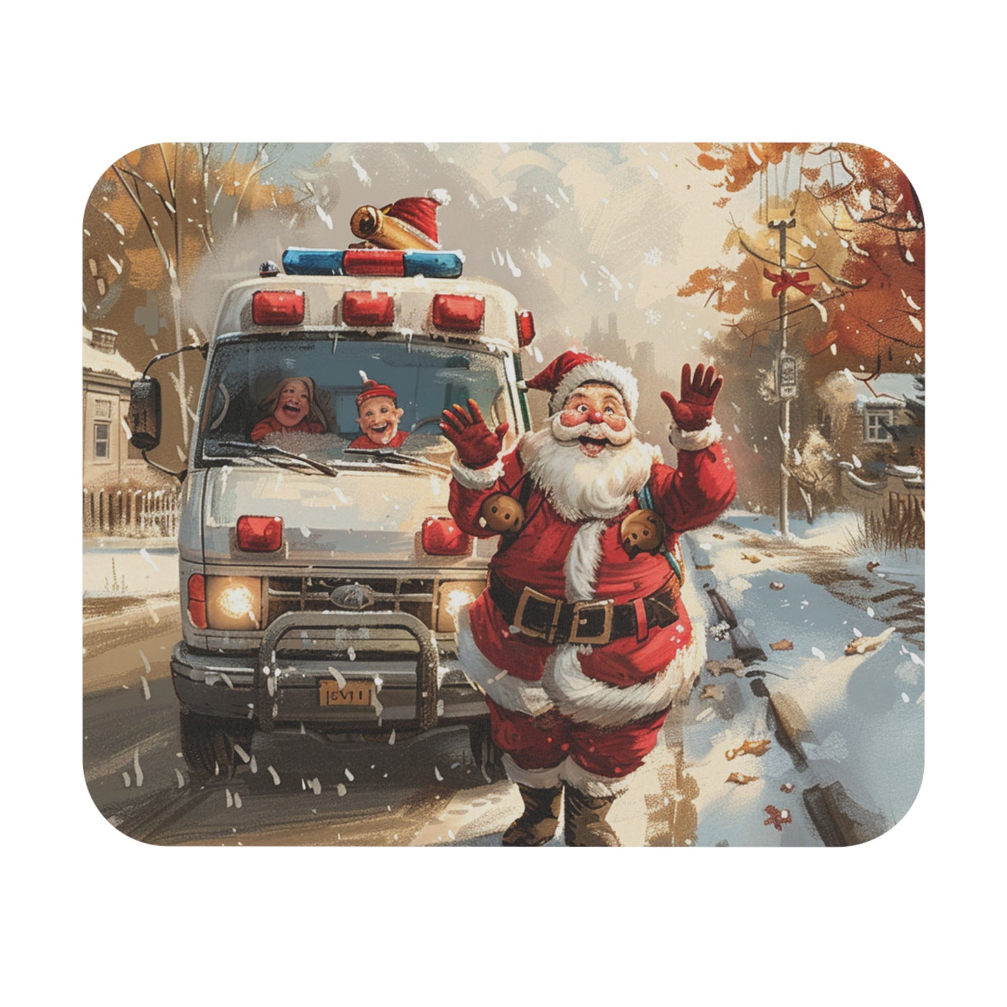Santa Ambulance Mouse Pad