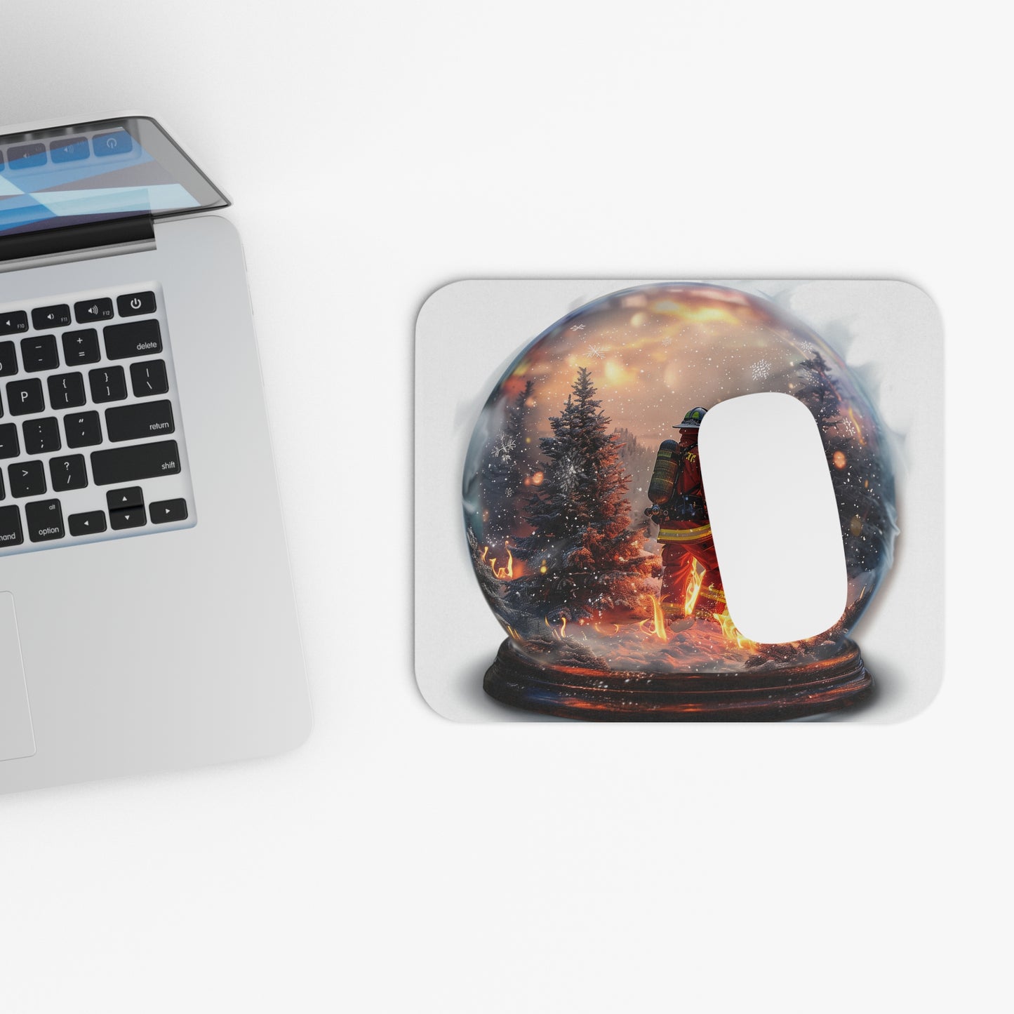 Firefighter Snow Globe Mouse Pad