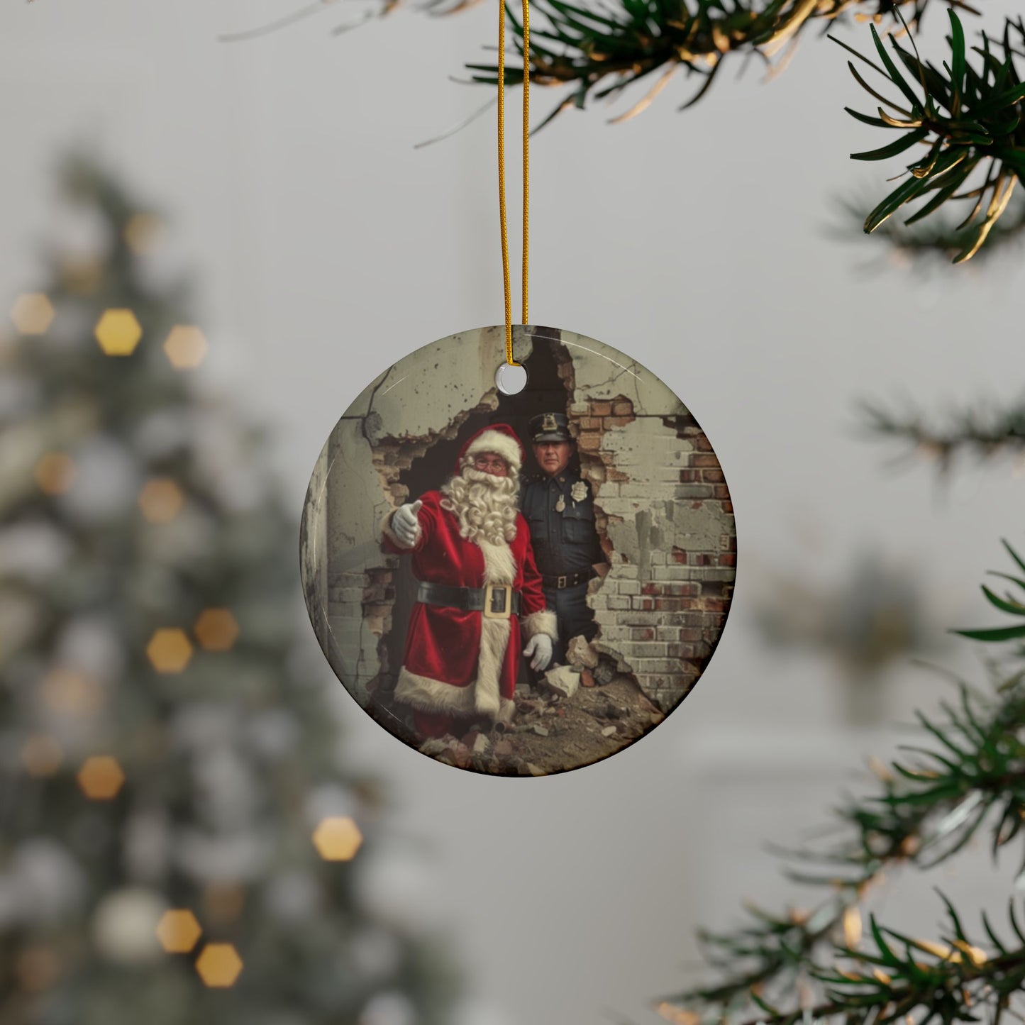Santa and Officer Ornament