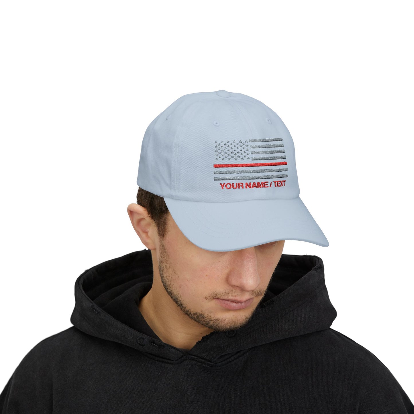 American Flag Custom Red Line Baseball Cap