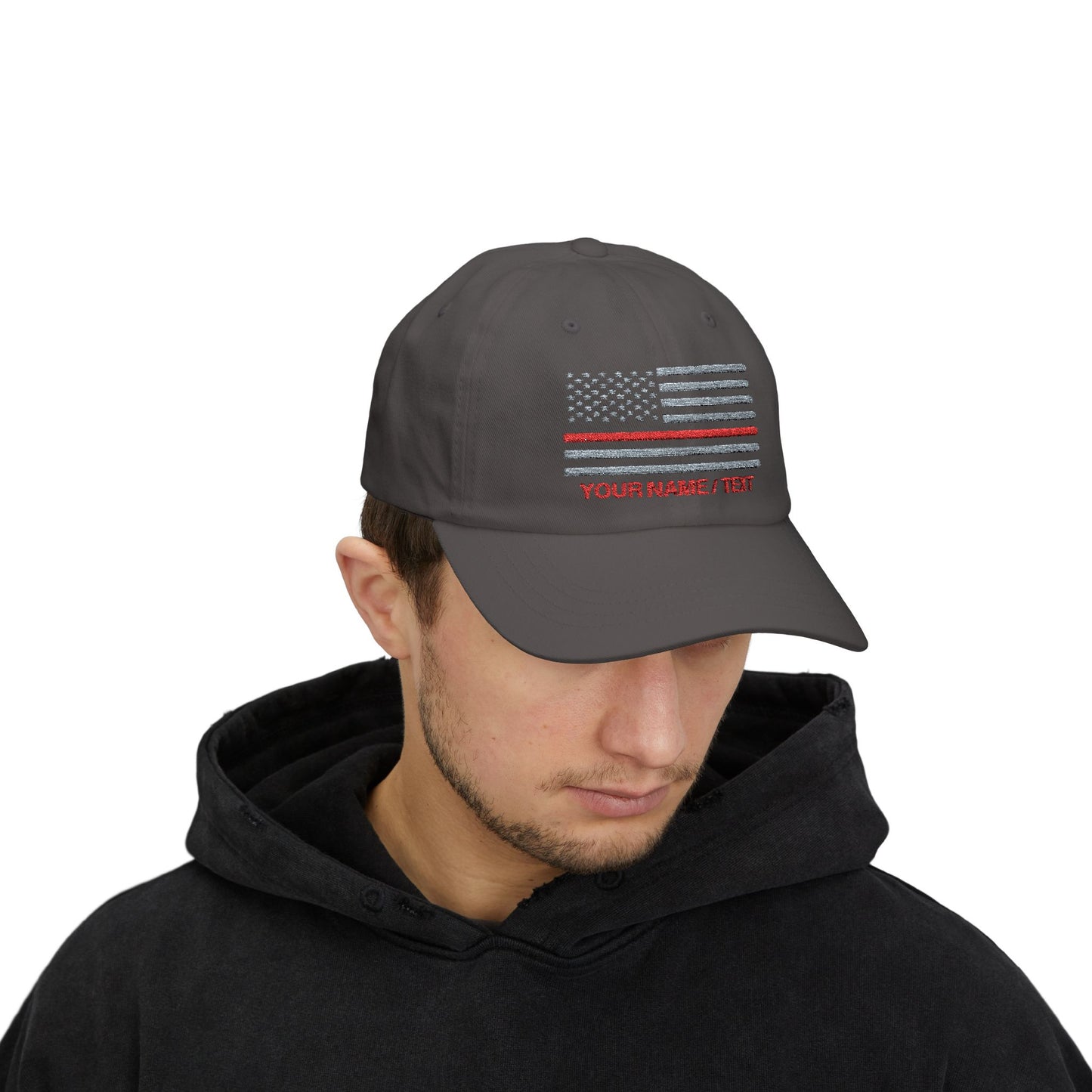 American Flag Custom Red Line Baseball Cap