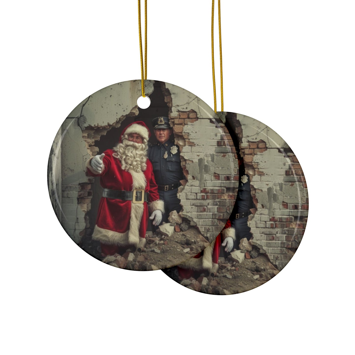 Santa and Officer Ornament