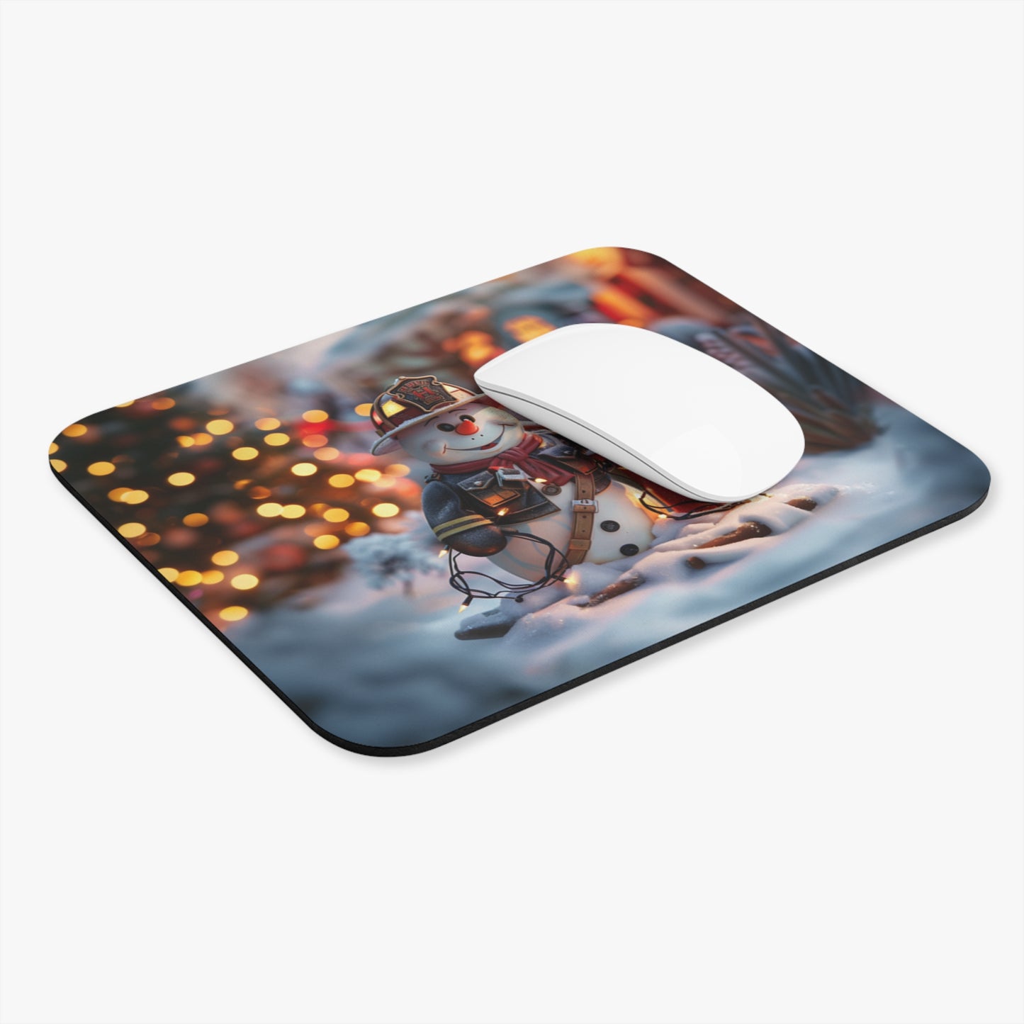 Snowman Firefighter Mouse Pad