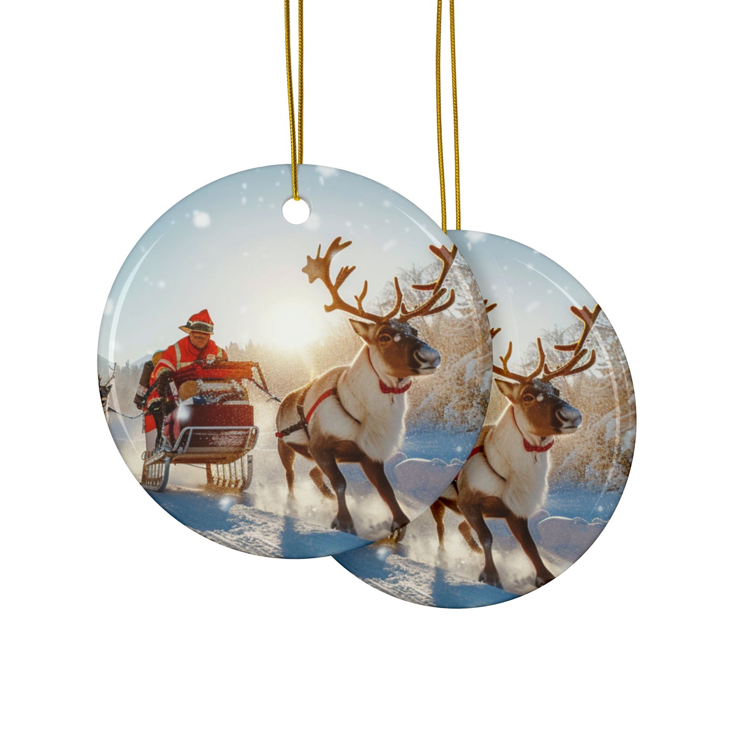 Reindeer Pulling Firefighter