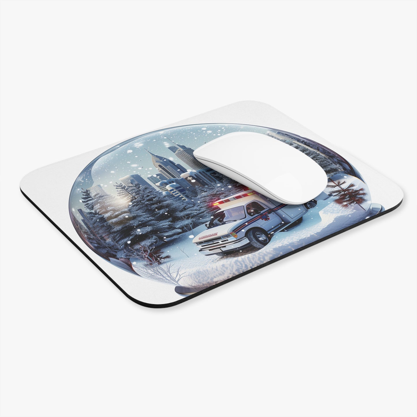 Ambulance Snow Globe Mouse Pad