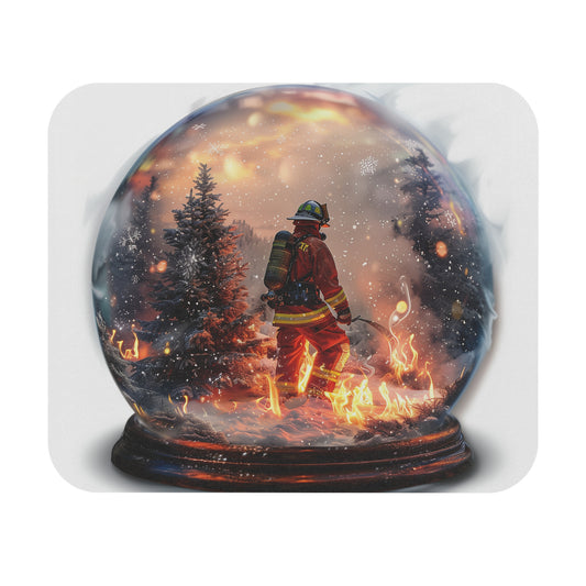Firefighter Snow Globe Mouse Pad