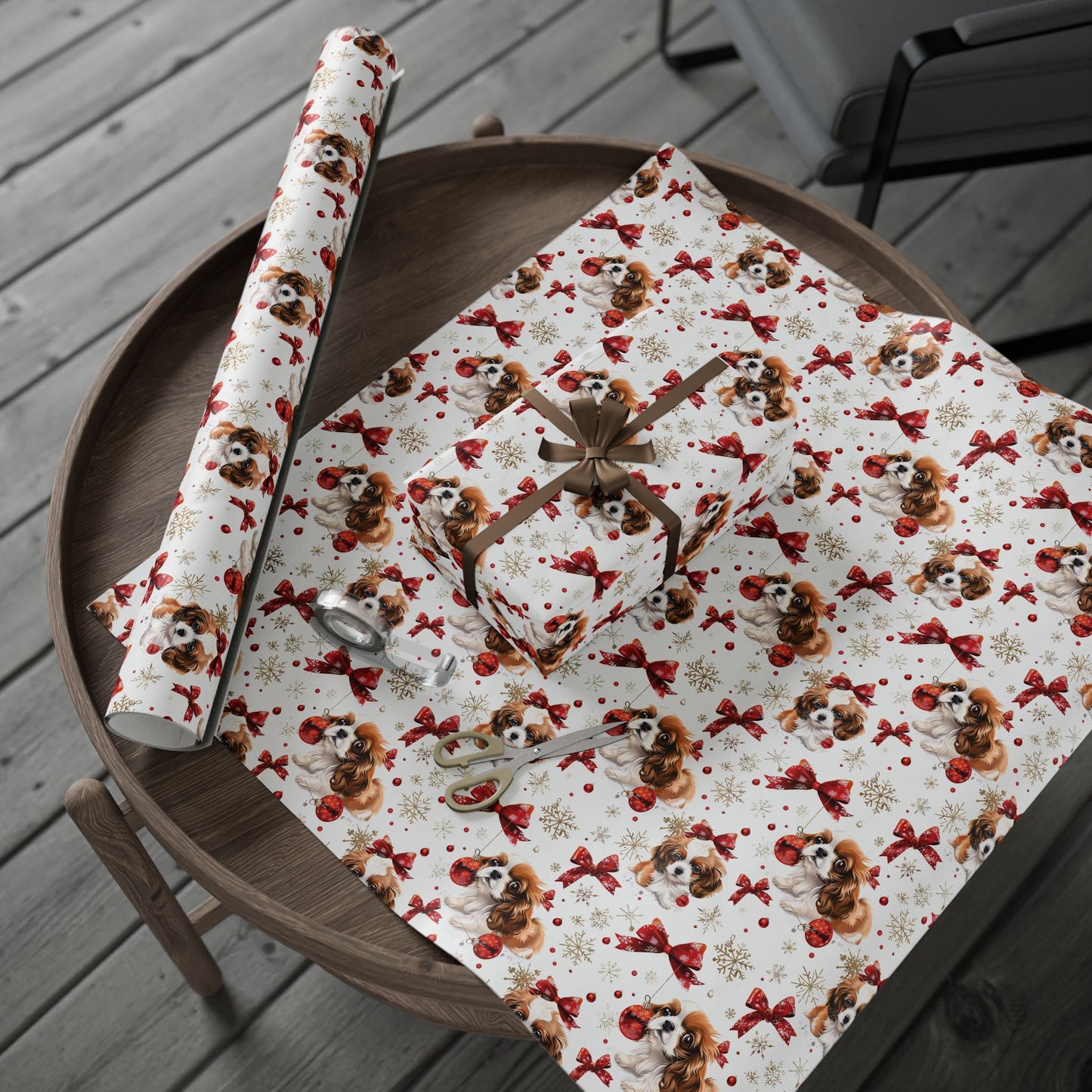 Dog with Bows Wrapping Paper