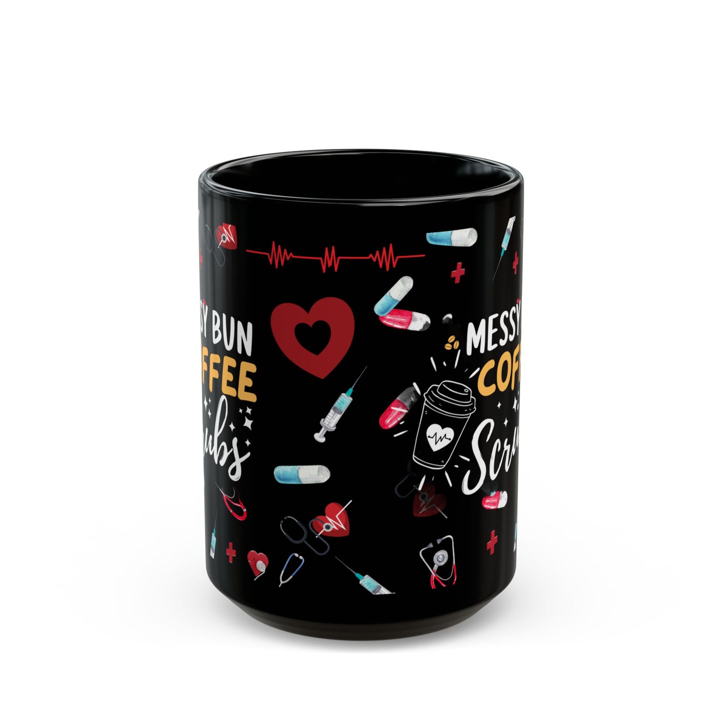 Messy Bun Black Mug