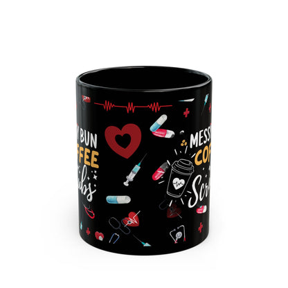 Messy Bun Black Mug