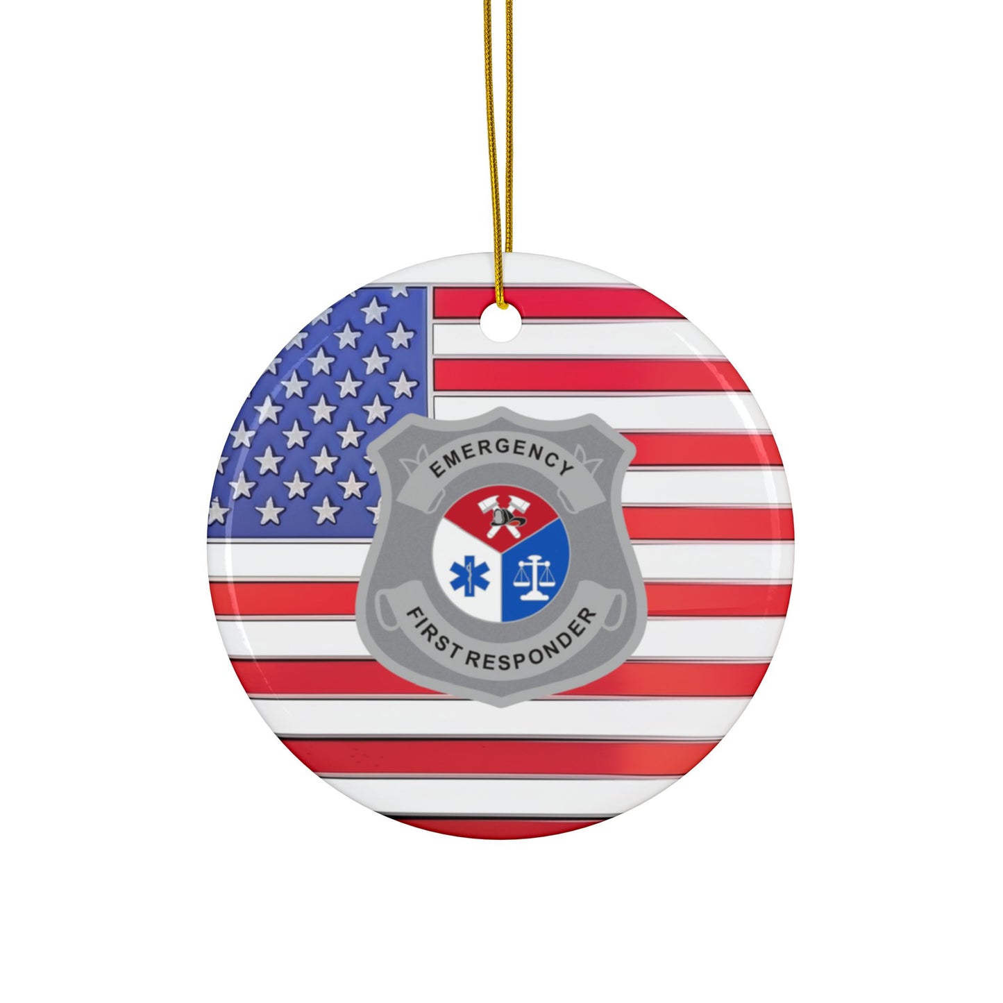 Patriotic First Responder Badge Ornament
