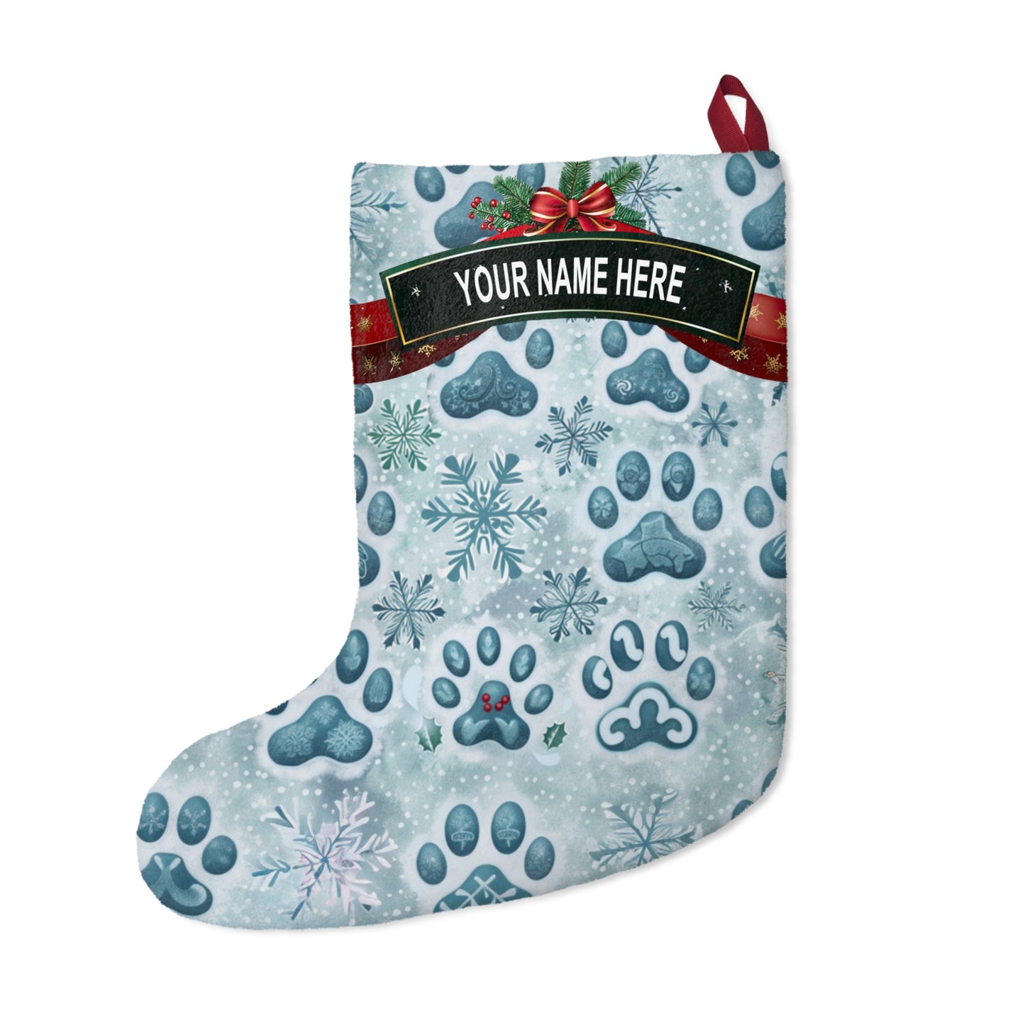 Paw Prints & Snow Flakes Stocking