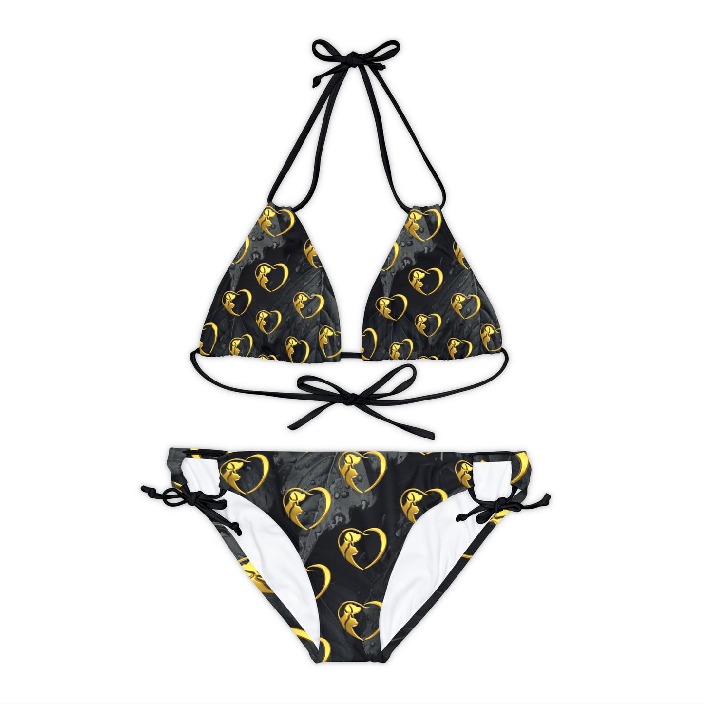 Strappy Bikini - Gold Hearts