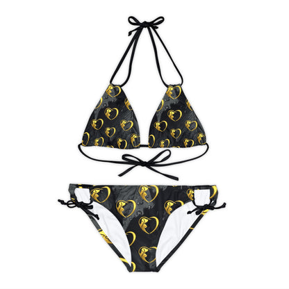 Strappy Bikini - Gold Hearts