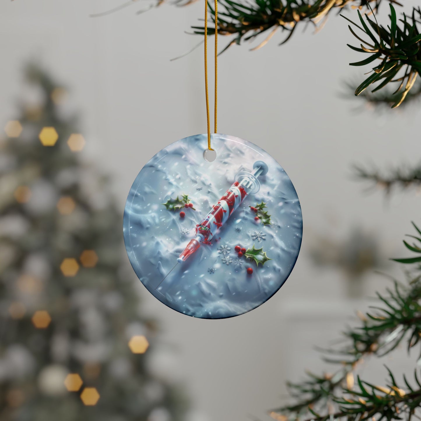 Candy Cane Syringe Ornament