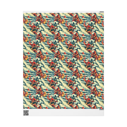 Fire Santa Climbing Wrapping Paper