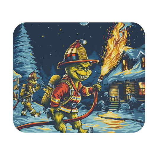 Firefighter Grinch Mouse Pad