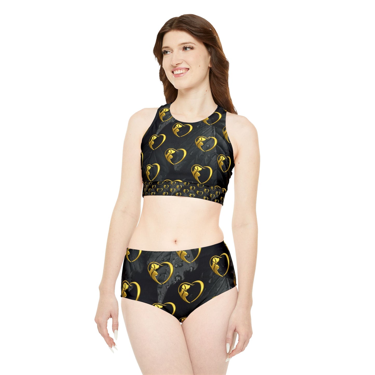 Sporty Bikini - Gold Hearts
