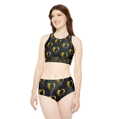 Sporty Bikini - Gold Hearts
