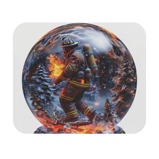 Firefighter Snow Globe Mouse Pad