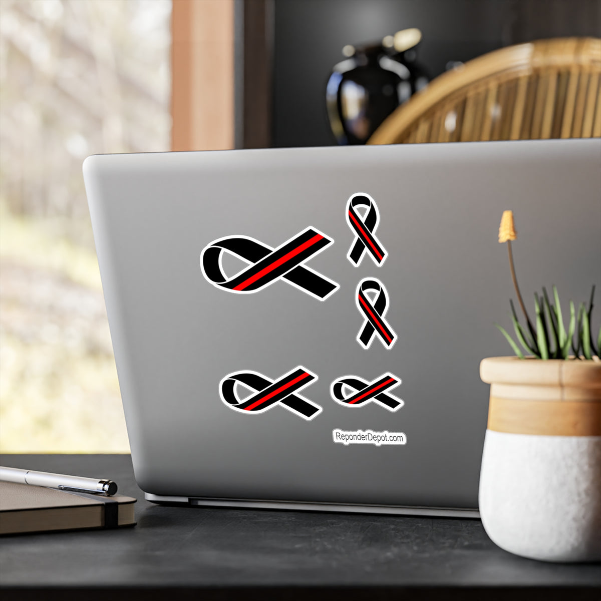 Book About Red Line Ribbon Red Line Ribbon Decal Set – Responder Depot