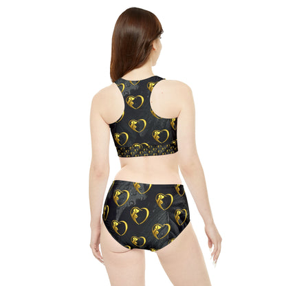Sporty Bikini - Gold Hearts