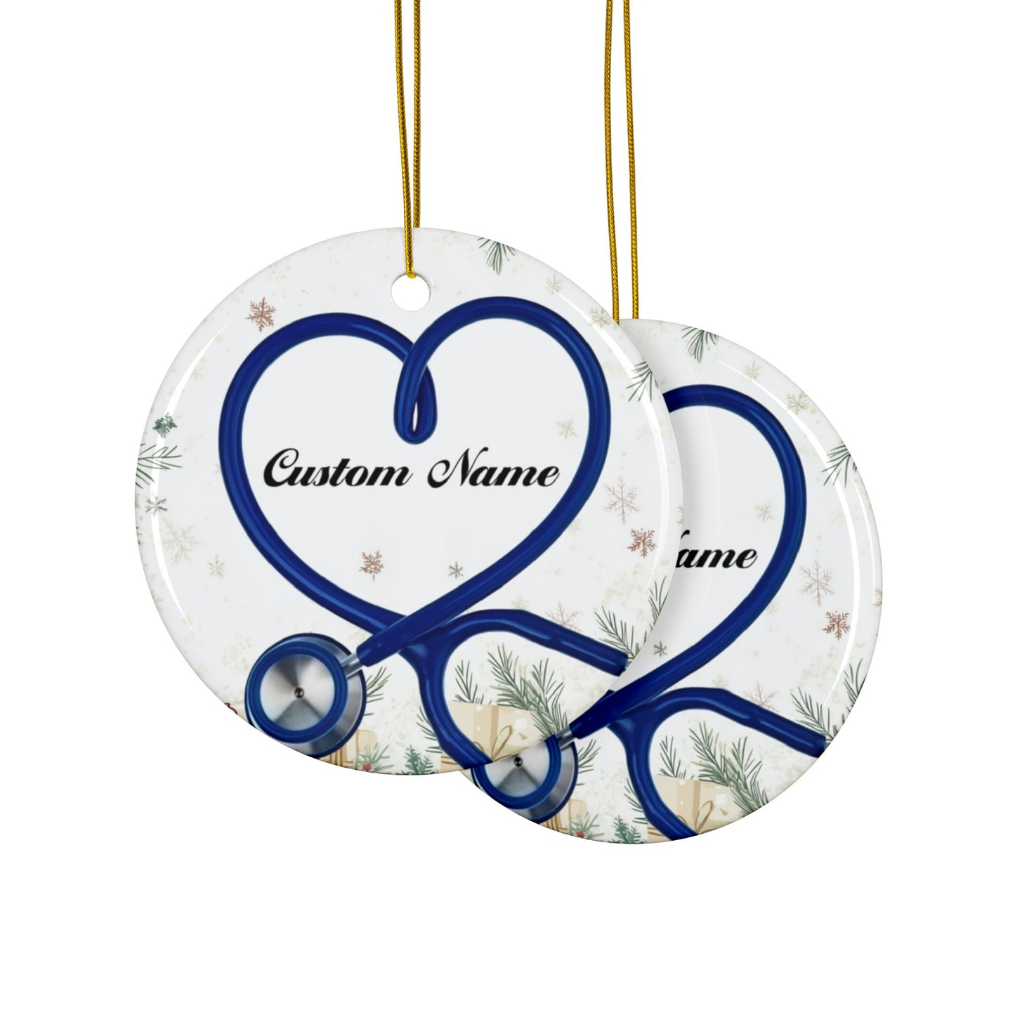 Custom Heart Stethoscope Ornament - Blue