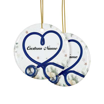 Custom Heart Stethoscope Ornament - Blue