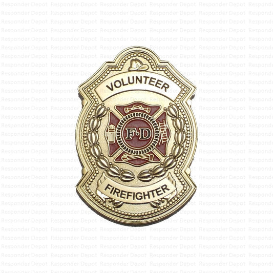 Vol Firefighter NE Style Badge - Gold